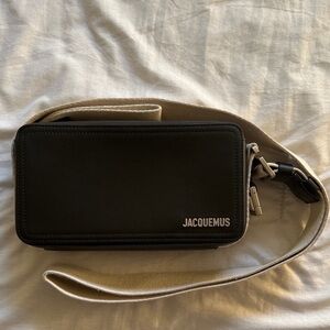 Jacquemus Black Bag with Tan Strap